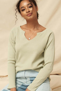 Fun Fest Vintage Split-Neck Thermal Waffle Top - ShopPromesa