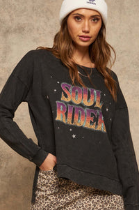 Soul Rider Vintage-Washed Graphic Sweatshirt - ShopPromesa