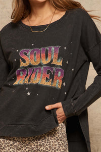 Soul Rider Vintage-Washed Graphic Sweatshirt - ShopPromesa