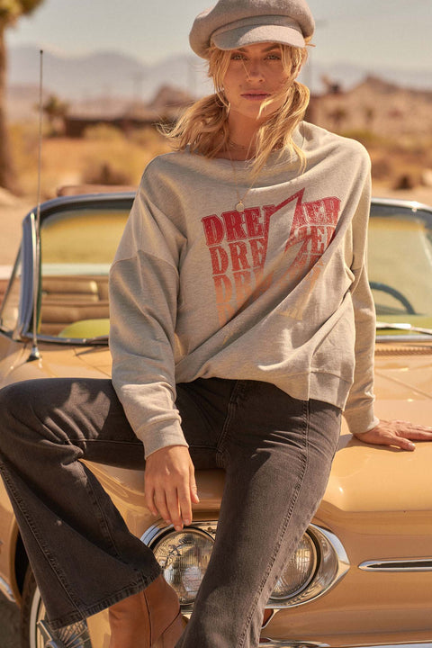 Dreamer Thunderbolt Vintage Graphic Sweatshirt, Heather Grey / L