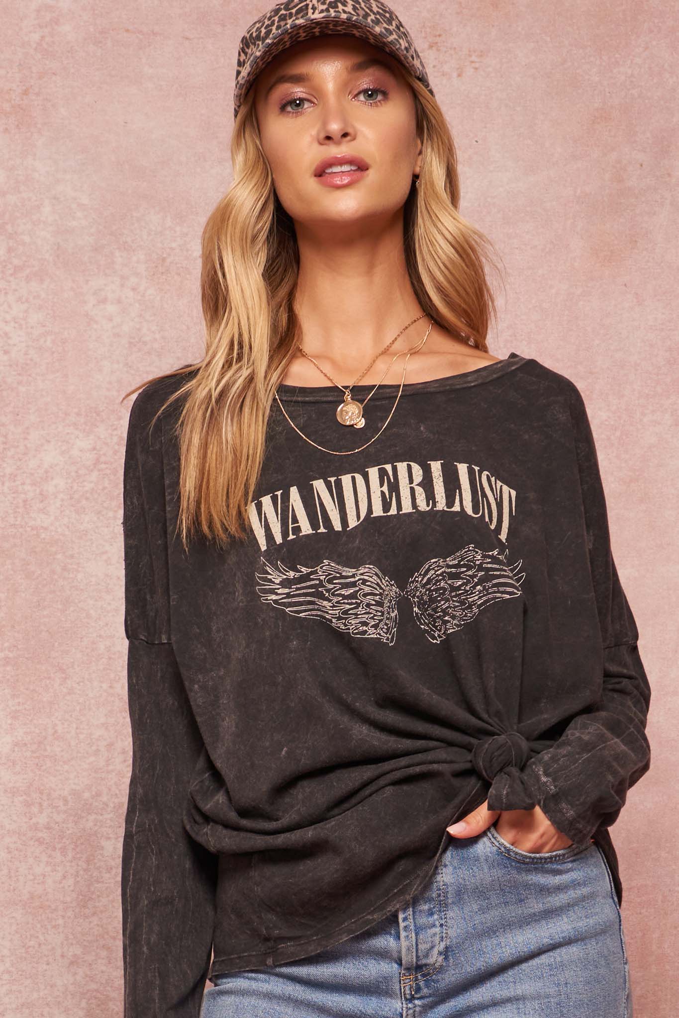 Wanderlust Angel Vintage Long-Sleeve Graphic Tee - ShopPromesa