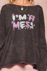 I'm A Mess Vintage Long-Sleeve Graphic Tee - ShopPromesa