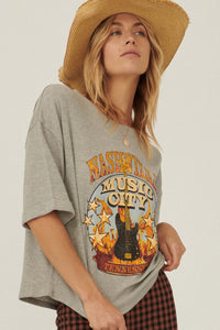 Nashville Vintage Half-Sleeve Thermal Graphic Top - ShopPromesa