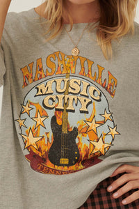 Nashville Vintage Half-Sleeve Thermal Graphic Top - ShopPromesa