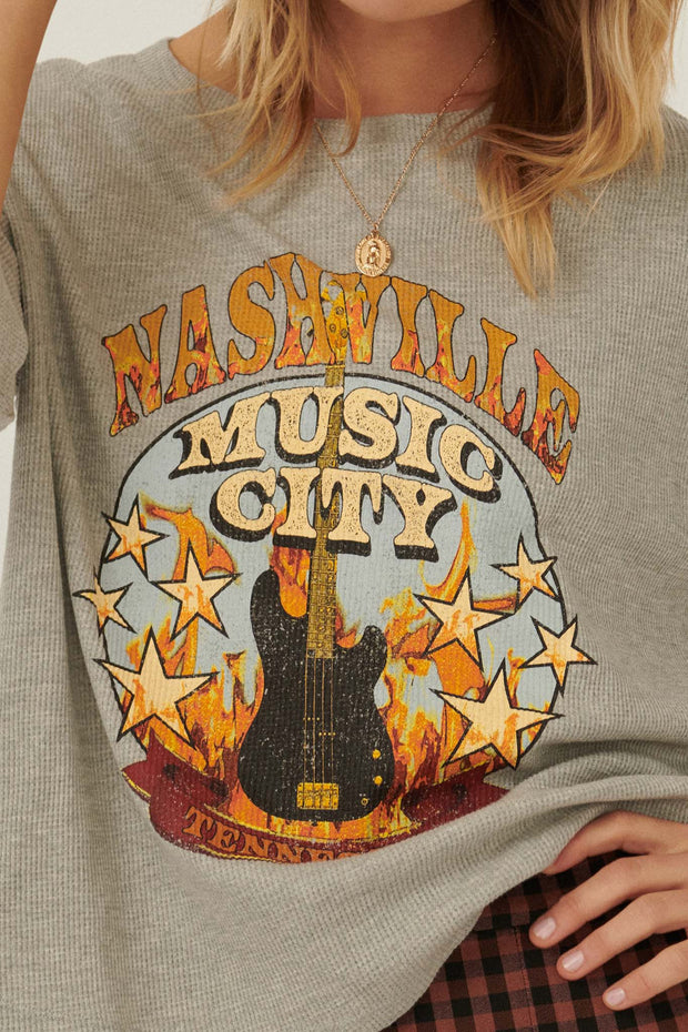 Nashville Vintage Half-Sleeve Thermal Graphic Top - ShopPromesa
