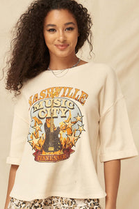 Nashville Vintage Half-Sleeve Thermal Graphic Top - ShopPromesa