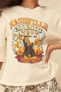 Nashville Vintage Half-Sleeve Thermal Graphic Top - ShopPromesa