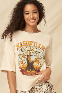 Nashville Vintage Half-Sleeve Thermal Graphic Top - ShopPromesa