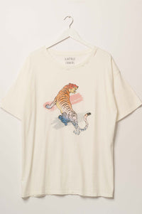 Rainbow Tiger Distressed Oversize Graphic Tee - ShopPromesa