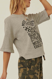 Music Fest Vintage Half-Sleeve Thermal Graphic Top - ShopPromesa