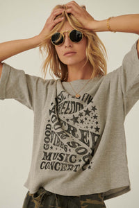 Music Fest Vintage Half-Sleeve Thermal Graphic Top - ShopPromesa