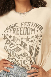 Music Fest Vintage Half-Sleeve Thermal Graphic Top - ShopPromesa