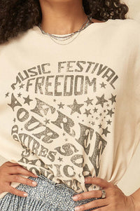 Music Fest Vintage Half-Sleeve Thermal Graphic Top - ShopPromesa