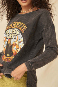 Nashville Music Vintage-Washed Graphic Sweatshirt - ShopPromesa