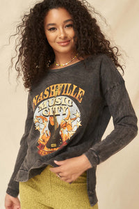 Nashville Music Vintage-Washed Graphic Sweatshirt - ShopPromesa