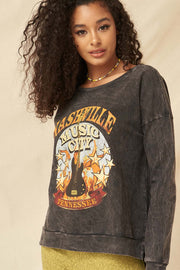 Nashville Music Vintage-Washed Graphic Sweatshirt - ShopPromesa