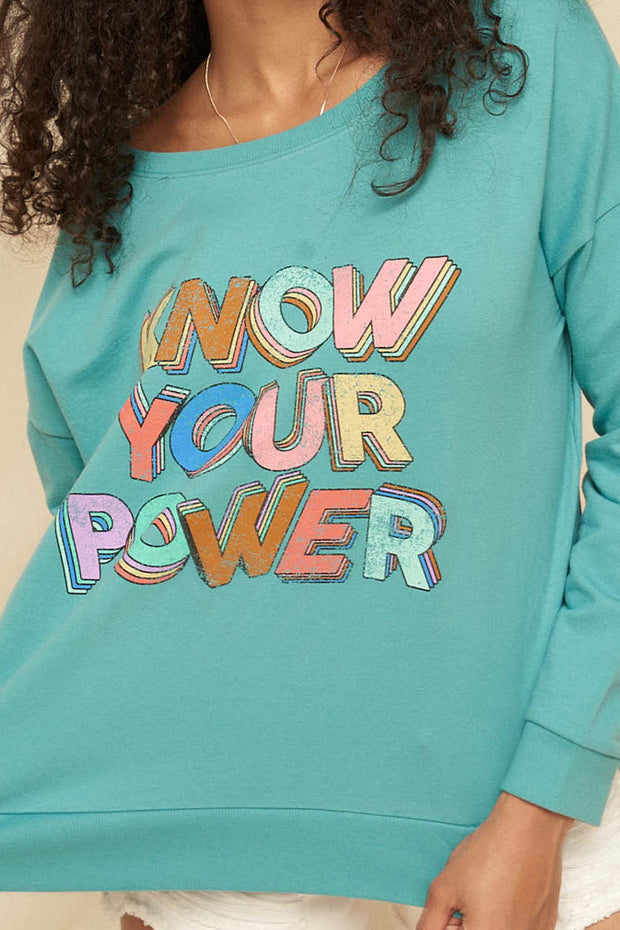 Know Your Power Garment-Dyed Graphic Sweatshirt - ShopPromesa