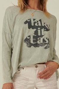 Take It Easy Vintage Long-Sleeve Graphic Tee - ShopPromesa