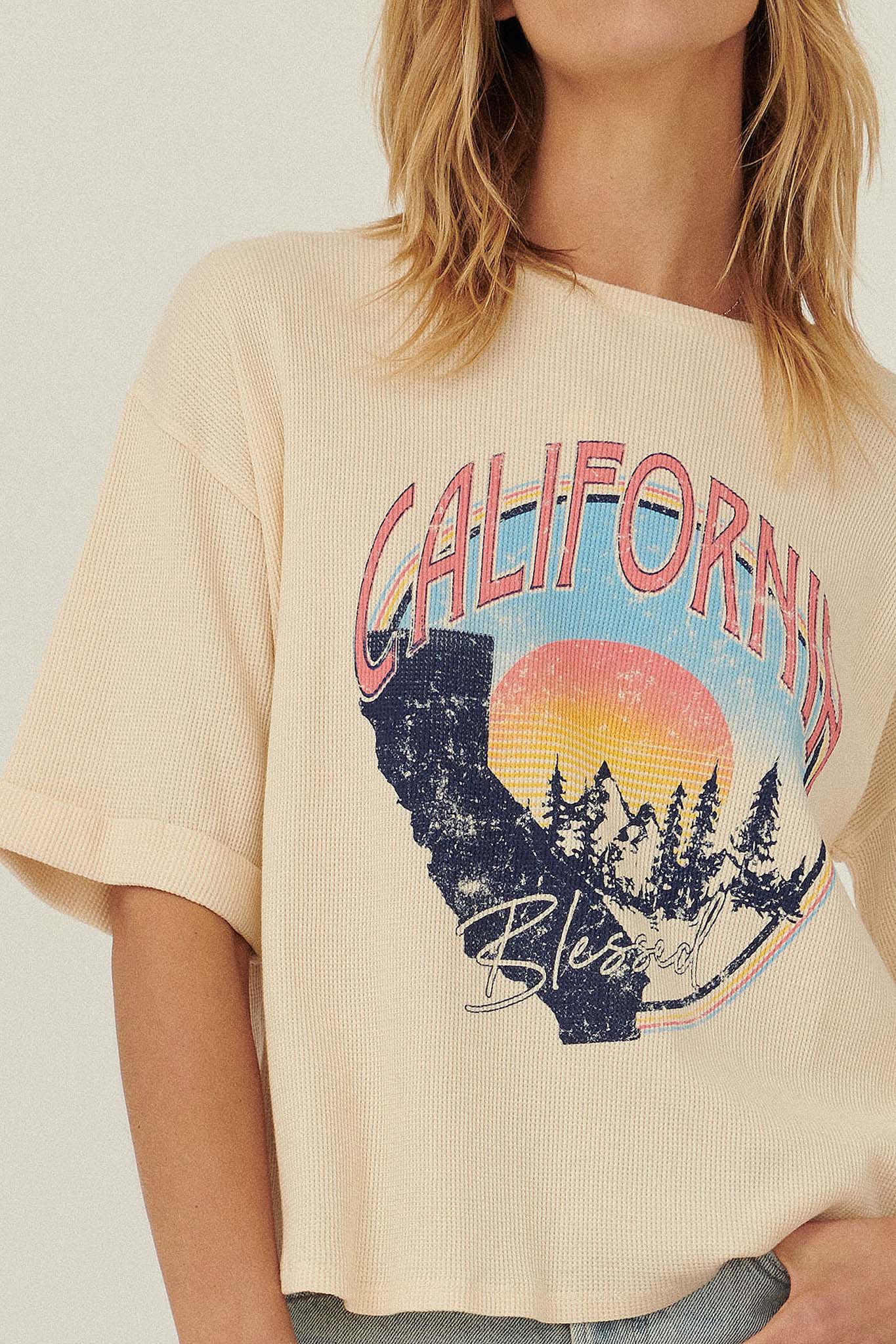 California Blessed Graphic Waffle Tee - ShopPromesa