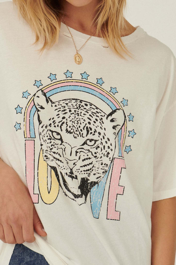 Tough Love Leopard Vintage-Print Graphic Tee - ShopPromesa