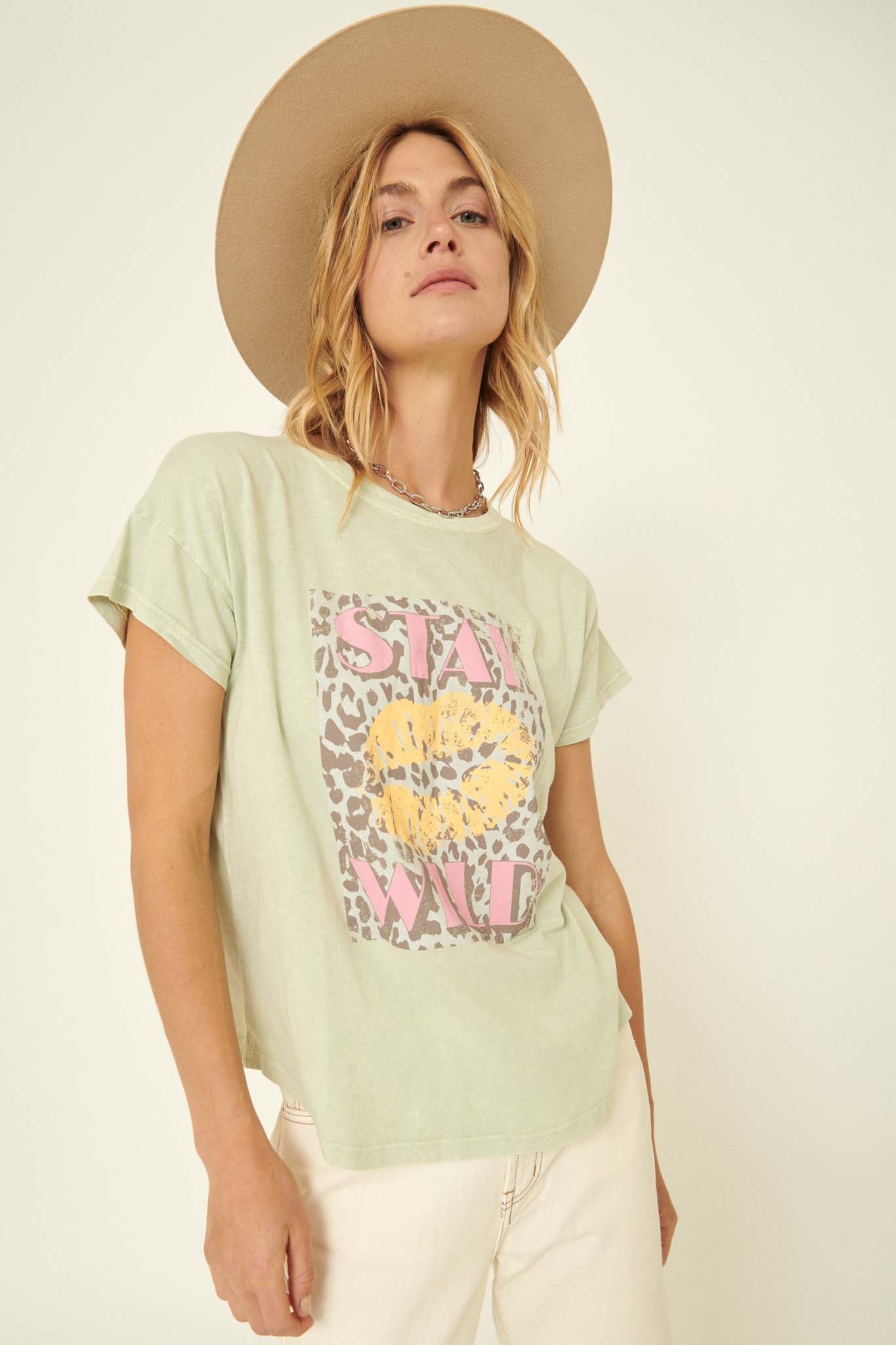 Stay Wild Vintage-Wash Graphic Tee - ShopPromesa