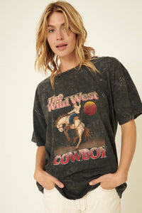 Wild West Oversize Distressed Graphic Tee - ShopPromesa