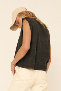 At Ease Sleeveless Vintage-Wash Tee - ShopPromesa