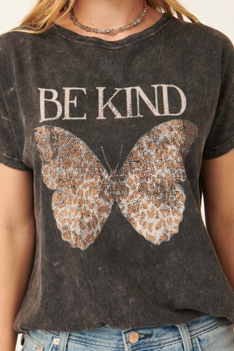 Be Kind Butterfly Vintage-Wash Graphic Tee - ShopPromesa