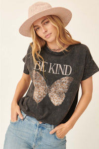 Be Kind Butterfly Vintage-Wash Graphic Tee - ShopPromesa