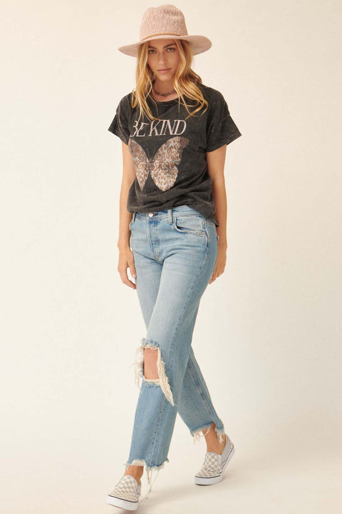 Be Kind Butterfly Vintage-Wash Graphic Tee - ShopPromesa