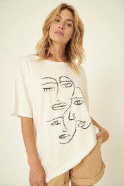 Art Faces Oversize Distressed Graphic Tee - ShopPromesa