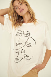 Art Faces Oversize Distressed Graphic Tee - ShopPromesa
