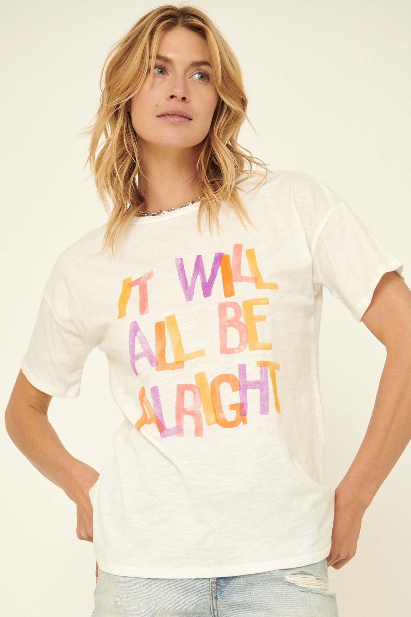 It Will All Be Alright Slub-Knit Graphic Tee - ShopPromesa