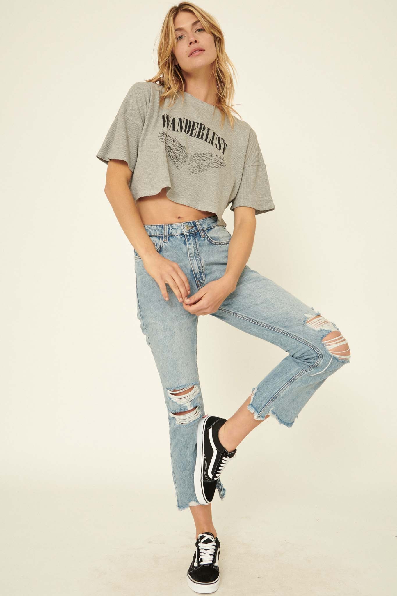 Wanderlust Angel Cropped Graphic Tee - ShopPromesa