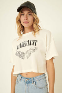 Wanderlust Angel Cropped Graphic Tee - ShopPromesa