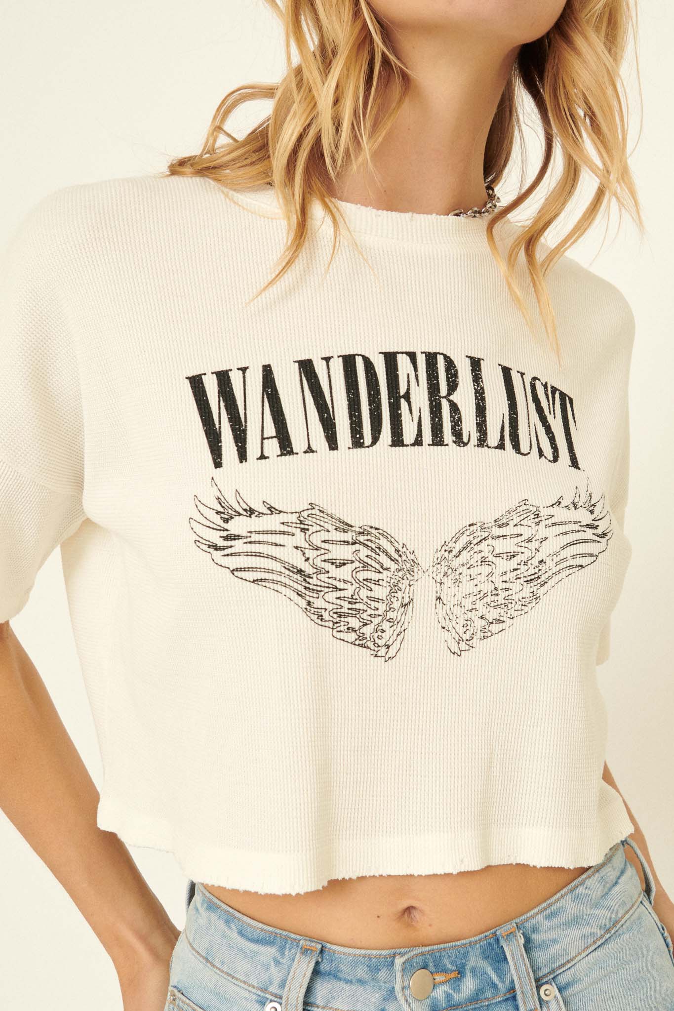 Wanderlust Angel Cropped Graphic Tee - ShopPromesa