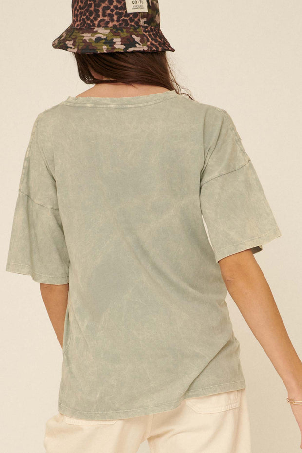 Less Is More Distressed Vintage-Washed Drop-Shoulder Tee - ShopPromesa