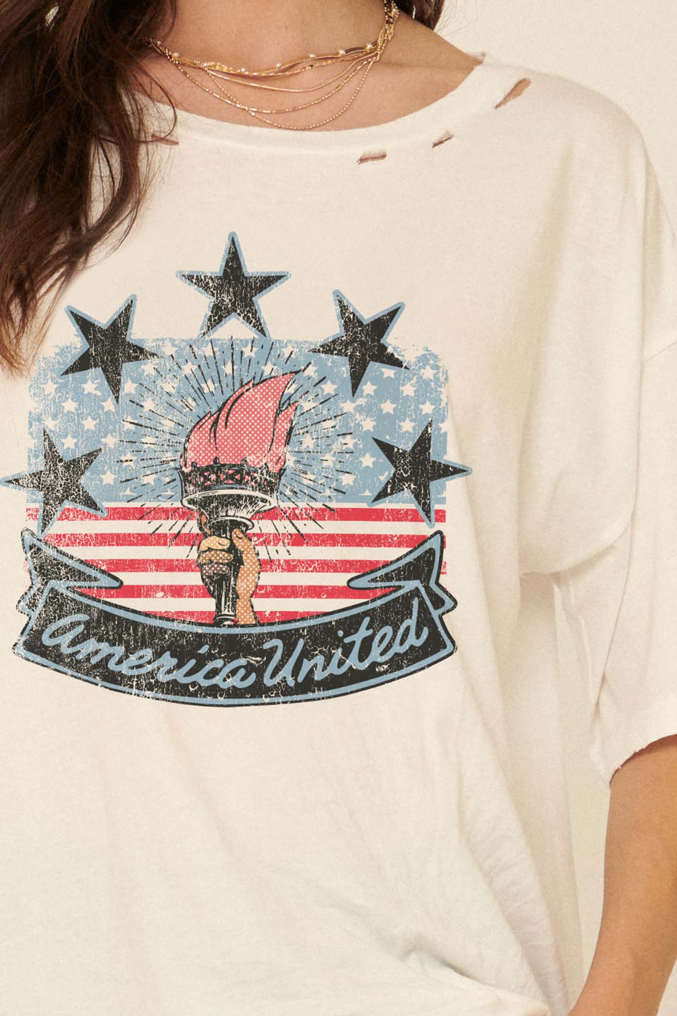 America United Distressed Graphic Tee - ShopPromesa