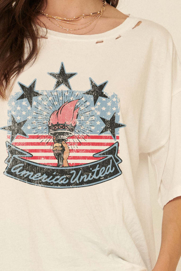 America United Distressed Graphic Tee - ShopPromesa