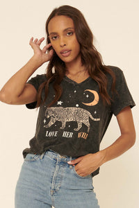 Love Her Wild Vintage-Wash Graphic Tee - ShopPromesa