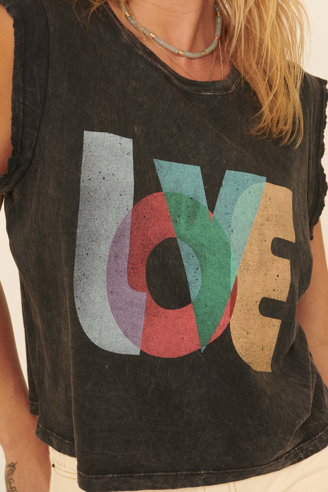 Love Sleeveless Vintage-Washed Tee - ShopPromesa