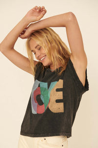 Love Sleeveless Vintage-Washed Tee - ShopPromesa