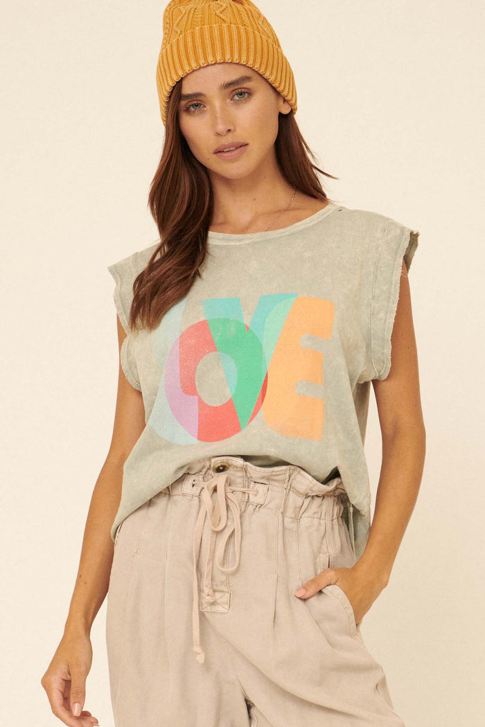 Love Sleeveless Vintage-Washed Tee - ShopPromesa