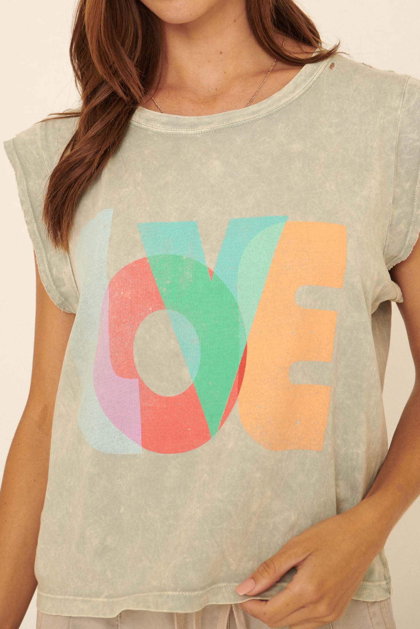 Love Sleeveless Vintage-Washed Tee - ShopPromesa