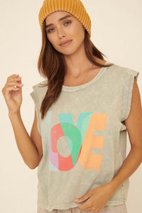 Love Sleeveless Vintage-Washed Tee - ShopPromesa