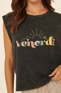 Venerdi Vintage-Wash Sleeveless Graphic Tee - ShopPromesa