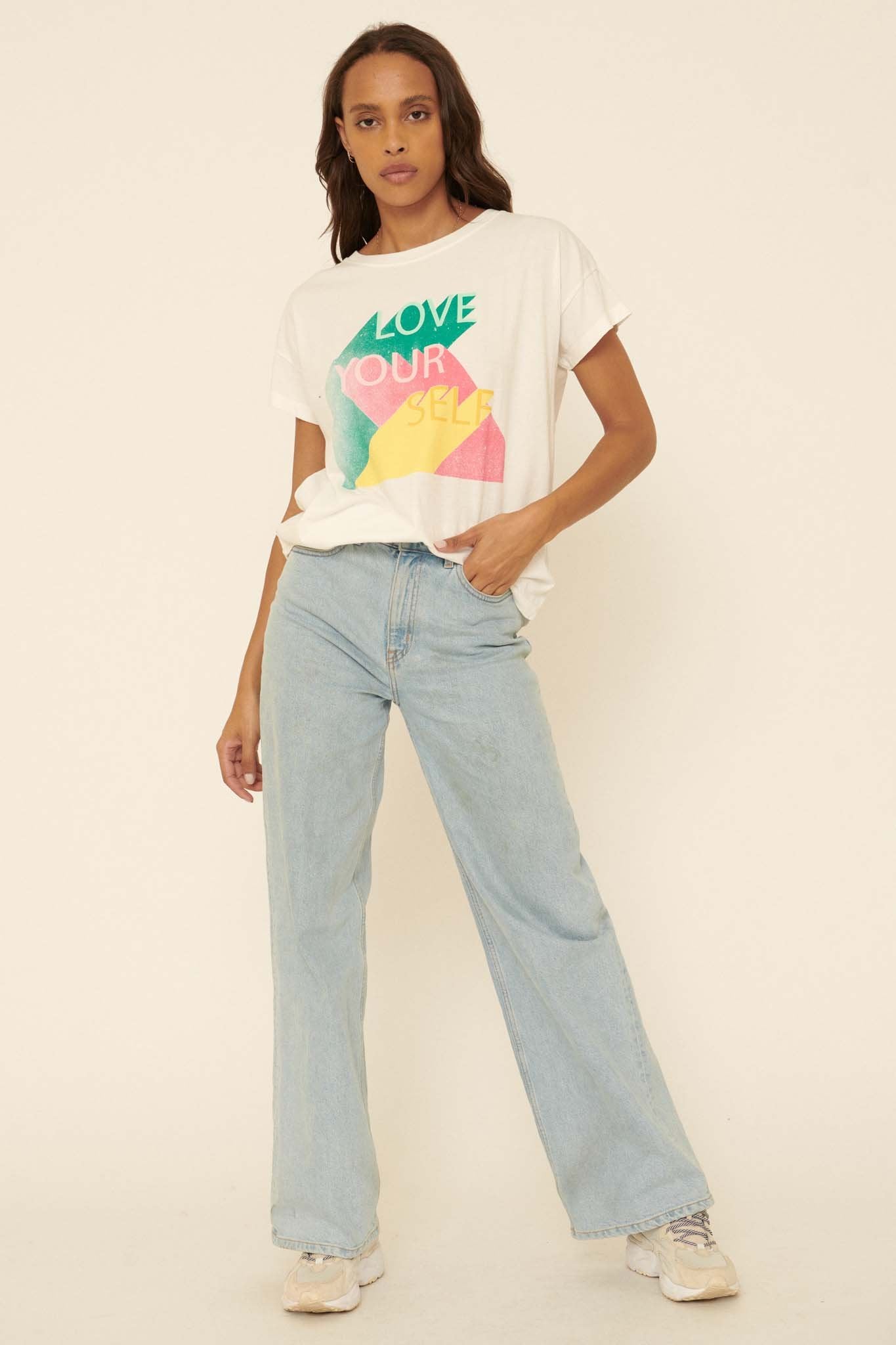 Love Your Self Vintage-Print Graphic Tee - ShopPromesa