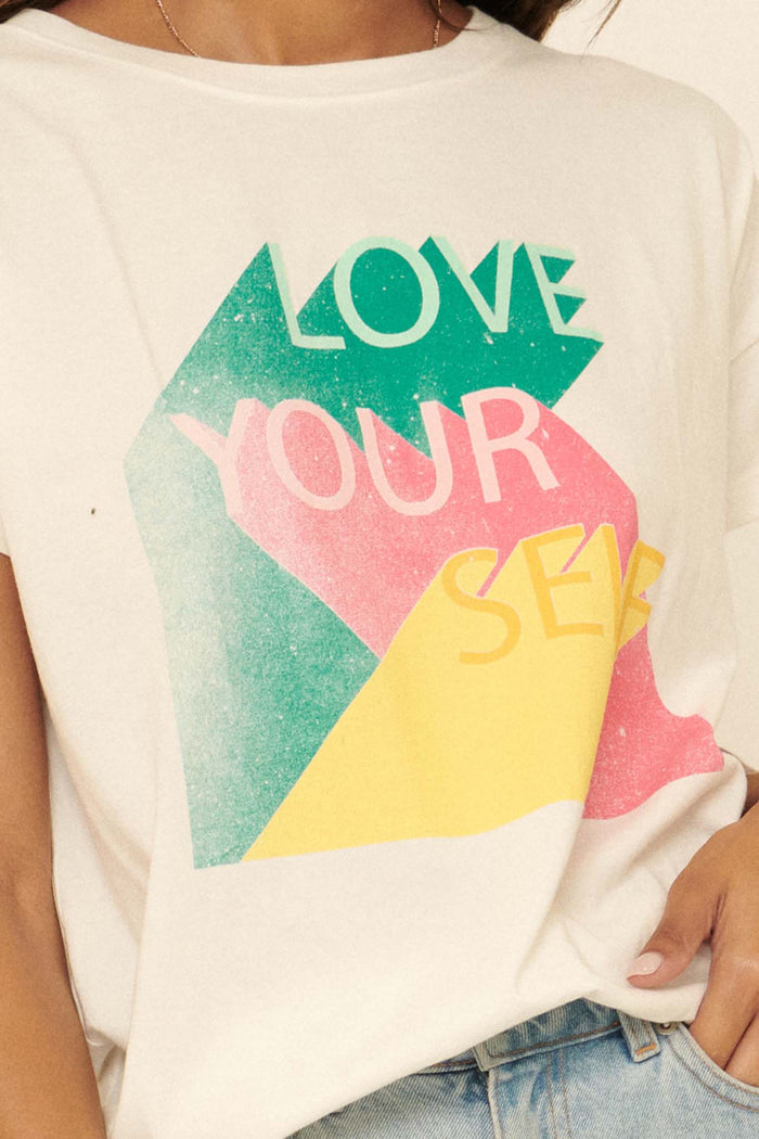 Love Your Self Vintage-Print Graphic Tee - ShopPromesa