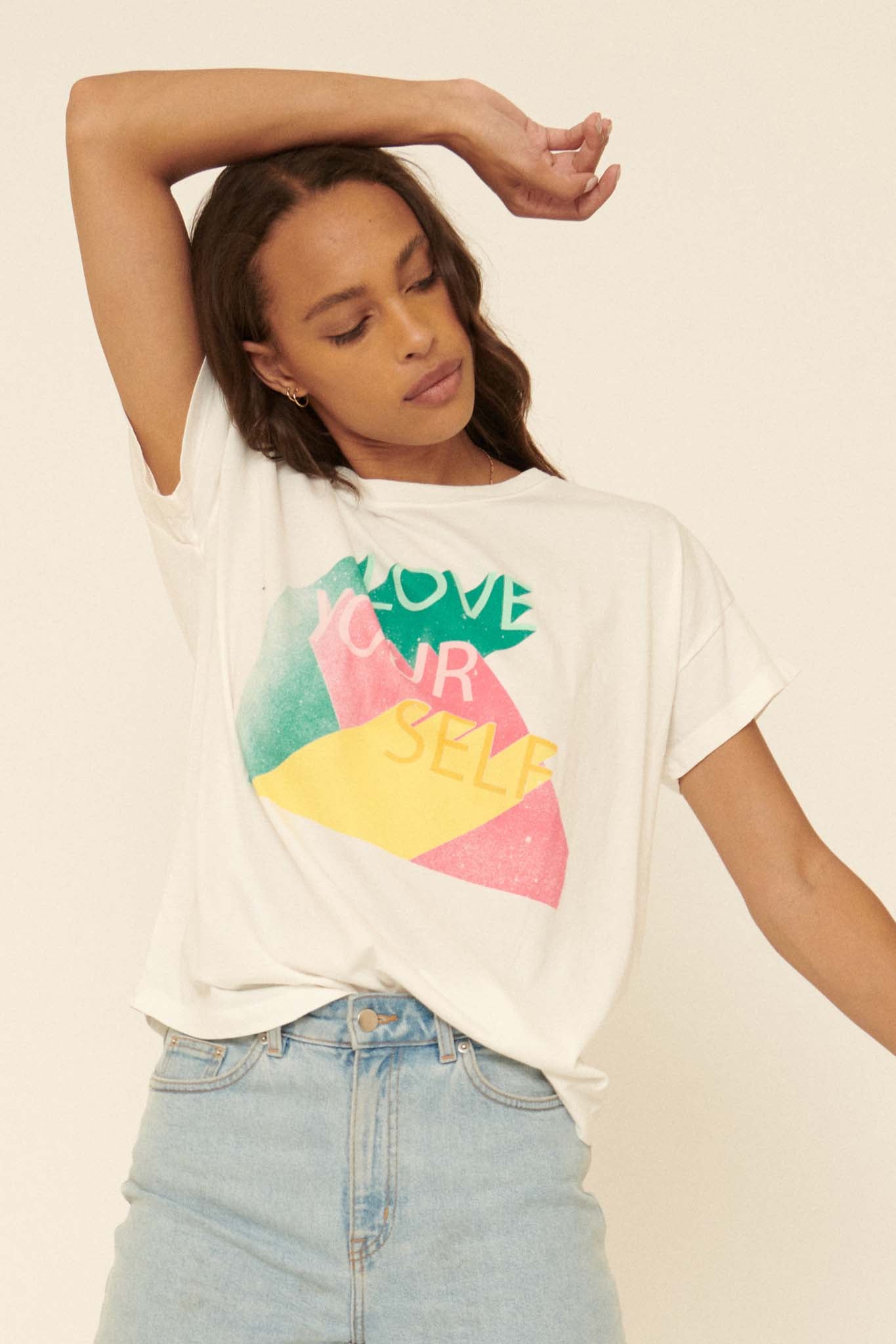 Love Your Self Vintage-Print Graphic Tee - ShopPromesa