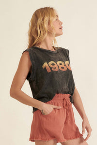 1980 Vintage-Wash Sleeveless Graphic Tee - ShopPromesa